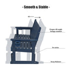 Poly Lumber Patio Glider, HIPS Material Weather-Resistant Swing Bench for Outdoor Porch Garden (Navy Blue, 2-Seater)