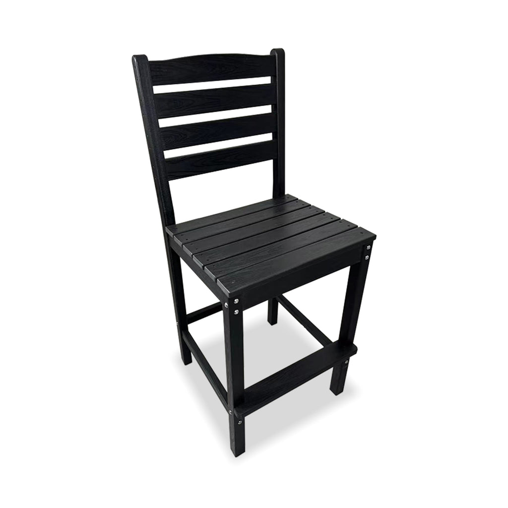 HDPE Patio Bar Set, Outdoor Bar Stools with Table, Weather Resistant, for Poolside, Garden, Yard, Balcony (Black, 2 Piece - with Backrest)