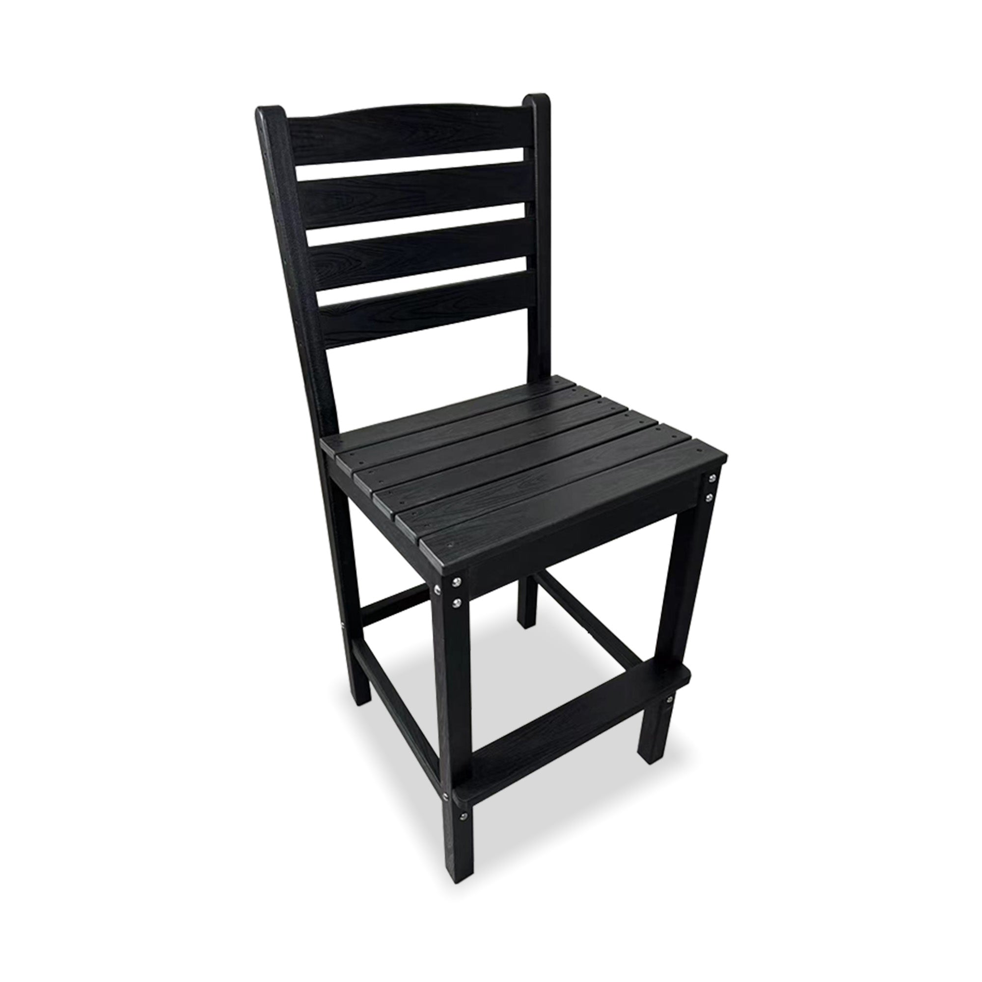 HDPE Patio Bar Set, Outdoor Bar Stools with Table, Weather Resistant, for Poolside, Garden, Yard, Balcony (Black, 2 Piece - with Backrest)