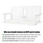 Poly Lumber 2-Seat Porch Swing, HIPS 4.5-Feet Bench Swing with Foldable Cup Holders,18/8 Stainless Steel Hardware, High Backrest and Deep Contoured Seat (Snow White, 4.5-feet)