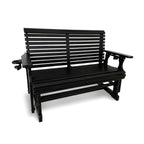 HDPE Patio Glider, Poly Lumber Weather-Resistant Outdoor Glider Bench, for Patio, Porch, Yard, Black