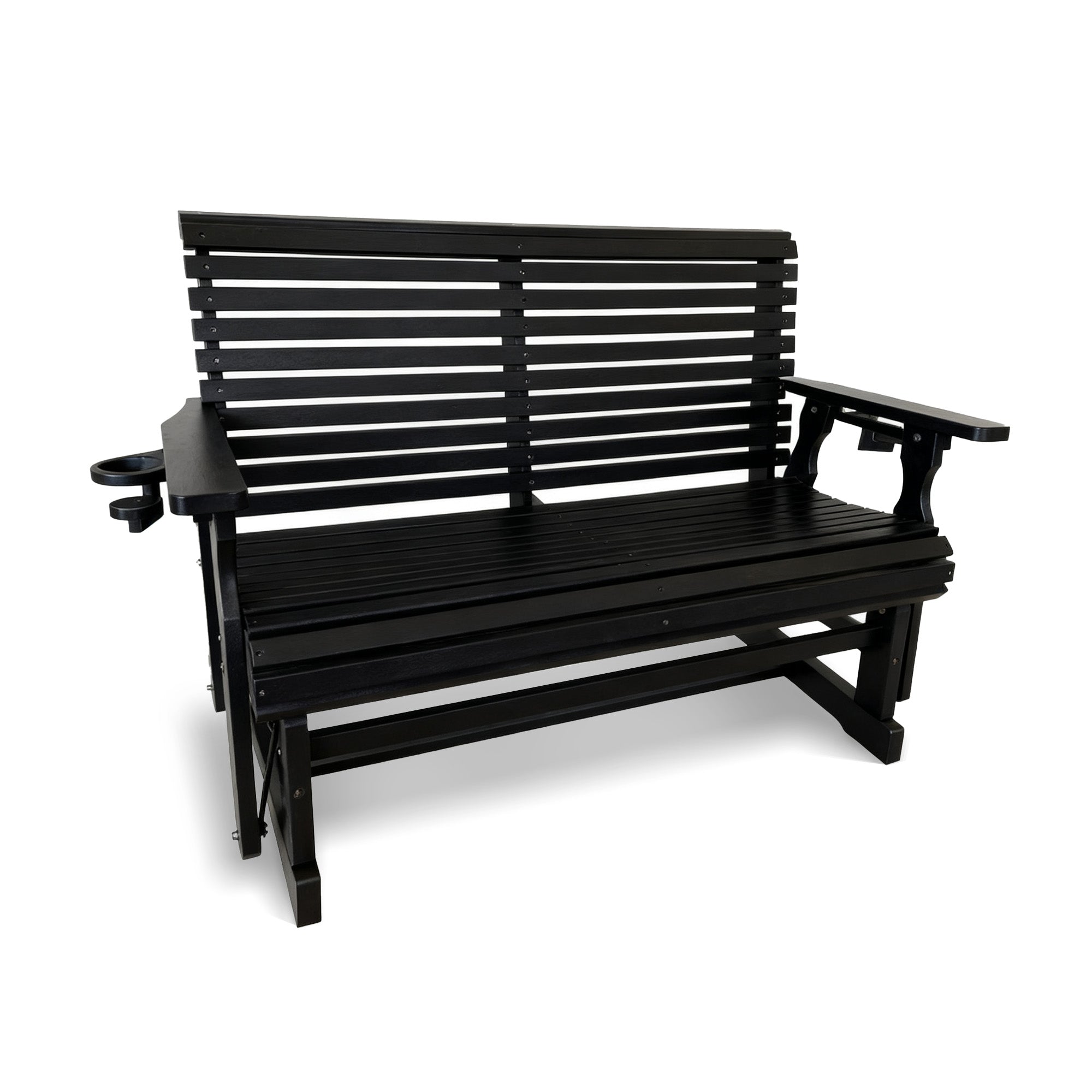 HDPE Patio Glider, Poly Lumber Weather-Resistant Outdoor Glider Bench, for Patio, Porch, Yard, Black
