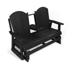 HIPS Patio Glider with Foldable Cup Holders, Durable Poly Lumber Material, All-Weather Resistant, High Backrest and Deep Contoured Seat, Heavy Duty 900 LB, for Outdoor, Porch, Patio (Black, 3-Seat)