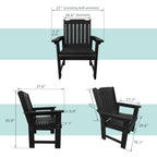 HDPE Patio Dining Chair, Outdoor Chair with 18/8 Stainless Steel Hardware, Heavy Duty 600 LBS, for Outdoor Patio Garden Yard (Carbon Black)
