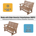 HDPE Patio Glider, Poly Lumber Weather-Resistant Outdoor Glider Bench, for Patio, Porch, Yard,  (Brown, 2-Seater)