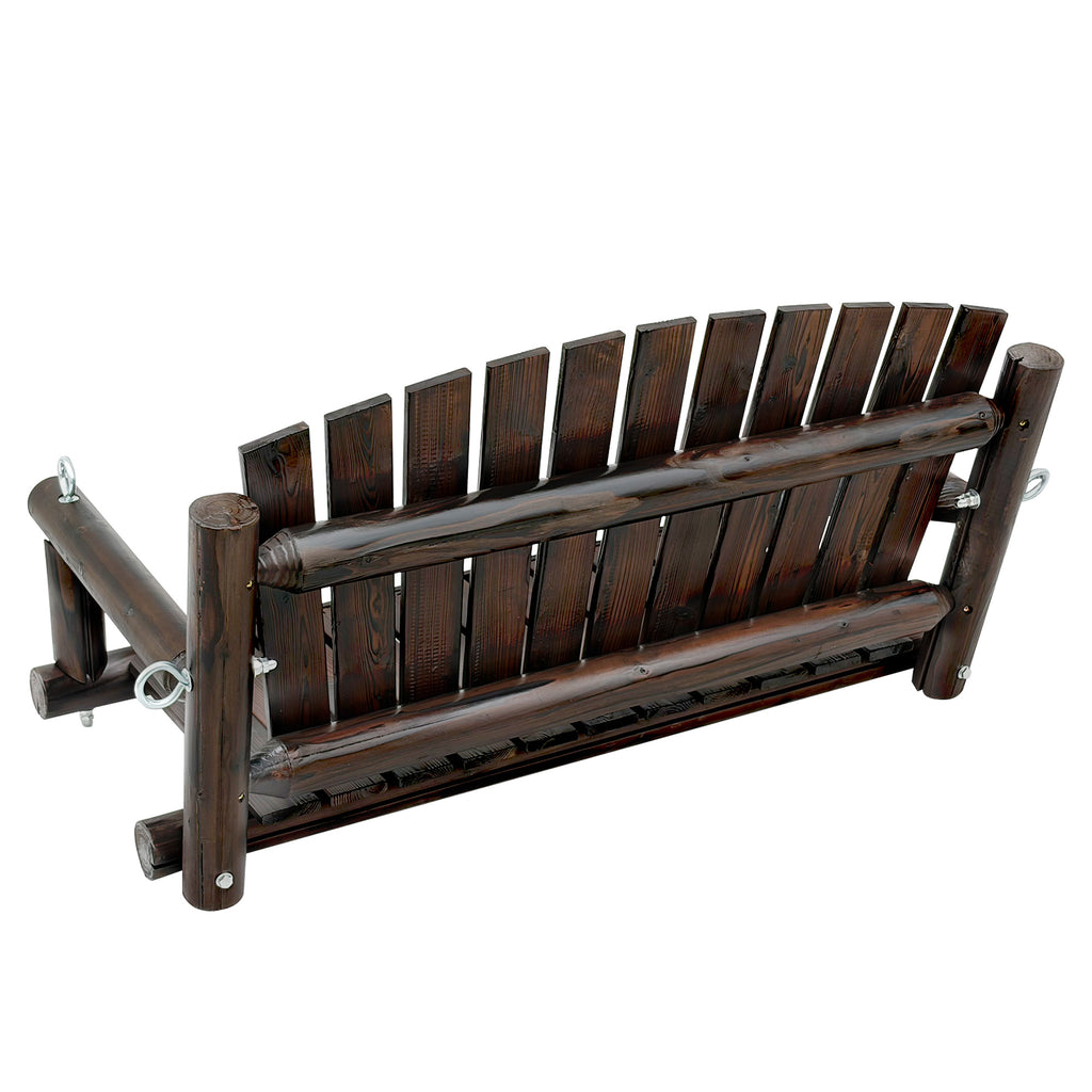 Rustic Log Wooden Porch Swing, Heavy-Duty 900 LBS, Outdoor Hanging Bench for Patio, Garden, Yard – Solid Fir Wood, Handcrafted, Weather-Resistant Finish