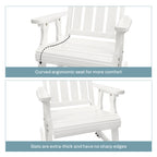 Fortune Candy Wooden Rocking Chair with Comfortable Backrest Inclination, High Backrest and Deep Contoured Seat, Solid Fir Wood, Heavy Duty 600 LBS, for Backyard, Porch and Patio (PU White)