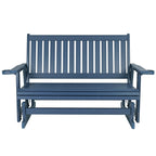 HIPS Patio Glider with Cup Holders, Durable Poly Lumber Material, All-Weather Resistant, High Backrest and Deep Contoured Seat, Heavy Duty 900 LB, for Outdoor, Porch, Patio (Navy Blue, 3-Seat)