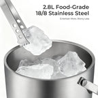 Fortune Candy Insulated Ice Bucket, Stainless Steel Ice Bucket with Ice Tongs, 2.8 L (Silver)