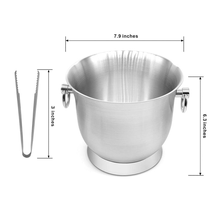 Fortune Candy Insulated Ice Bucket - Double Walled Stainless Steel Ice Bucket with Ice Tongs and Lid - 3.3 L