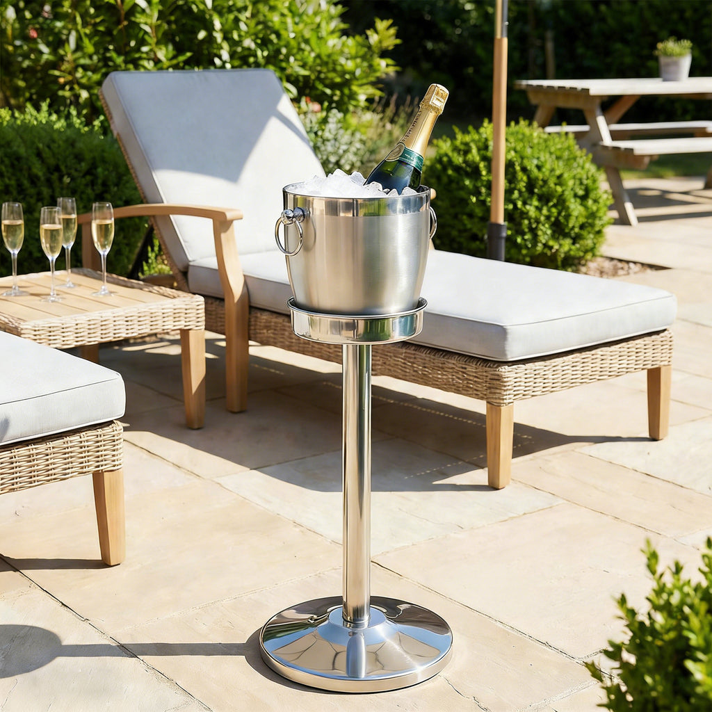 Fortune Candy Insulated Ice Bucket - Double Walled Stainless Steel Ice Bucket with Ice Tongs, Scoop, Lid, and Exclusive Handmade Nylon Holder - 2.8 L (Black)