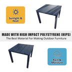 Poly Lumber Patio Dining Table, 36.2-Inches HIPS Outdoor Dining Table with Umbrella Hole, Weather Resistant (Navy Blue, 1 Piece)