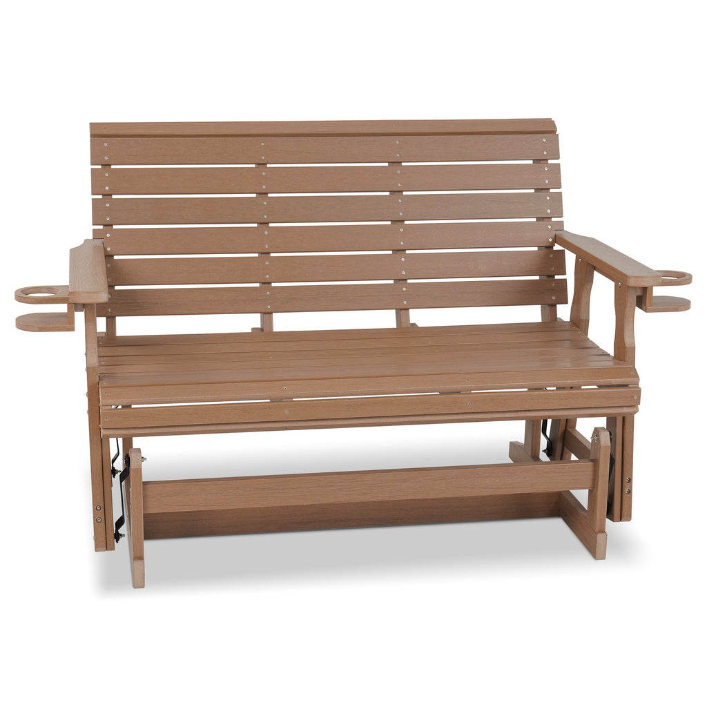 HDPE Patio Glider, Poly Lumber Weather-Resistant Outdoor Glider Bench, for Patio, Porch, Yard,  (Brown, 2-Seater)