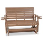 HDPE Patio Glider, Poly Lumber Weather-Resistant Outdoor Glider Bench, for Patio, Porch, Yard,  (Brown, 2-Seater)
