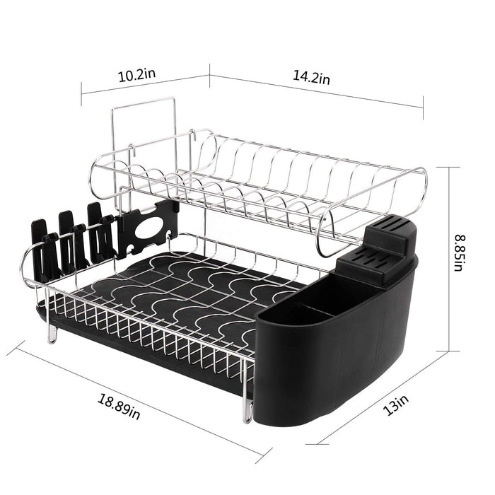 Stainless Steel 18.89'' Width Multifunctional 2-Tier Dish Drying Rack