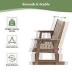 HIPS Patio Glider with Cup Holders, All-Weather Resistant, High Backrest and Deep Contoured Seat, Heavy Duty 900 LB (3 Seat - Brown)