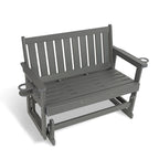 Poly Lumber Patio Glider, HIPS Material Weather-Resistant Swing Bench for Outdoor Porch Garden, Gray