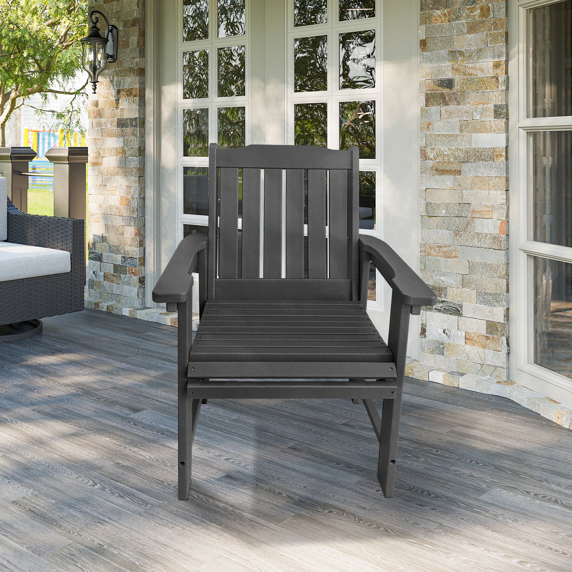 HDPE Patio Dinning Chair, Outdoor Chair with 18/8 Stainless Steel Hardware, Heavy Duty 600 LBS, for Outdoor Patio Garden Yard (Gray)