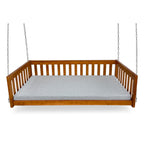 6 FT Wooden Porch Swing Bed with Thick Cushion – Outdoor Hanging Daybed for Patio or Porch, Solid Fir Wood Frame, Heavy Duty 1000 LBS