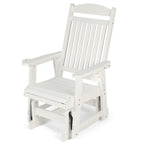 Poly Lumber Patio Glider for One Person, with Cup Holders, High Backrest and Deep Contoured Seat, HIPS Material, All-Weather Resistant, Heavy Duty 700 LBS (Ivory White)