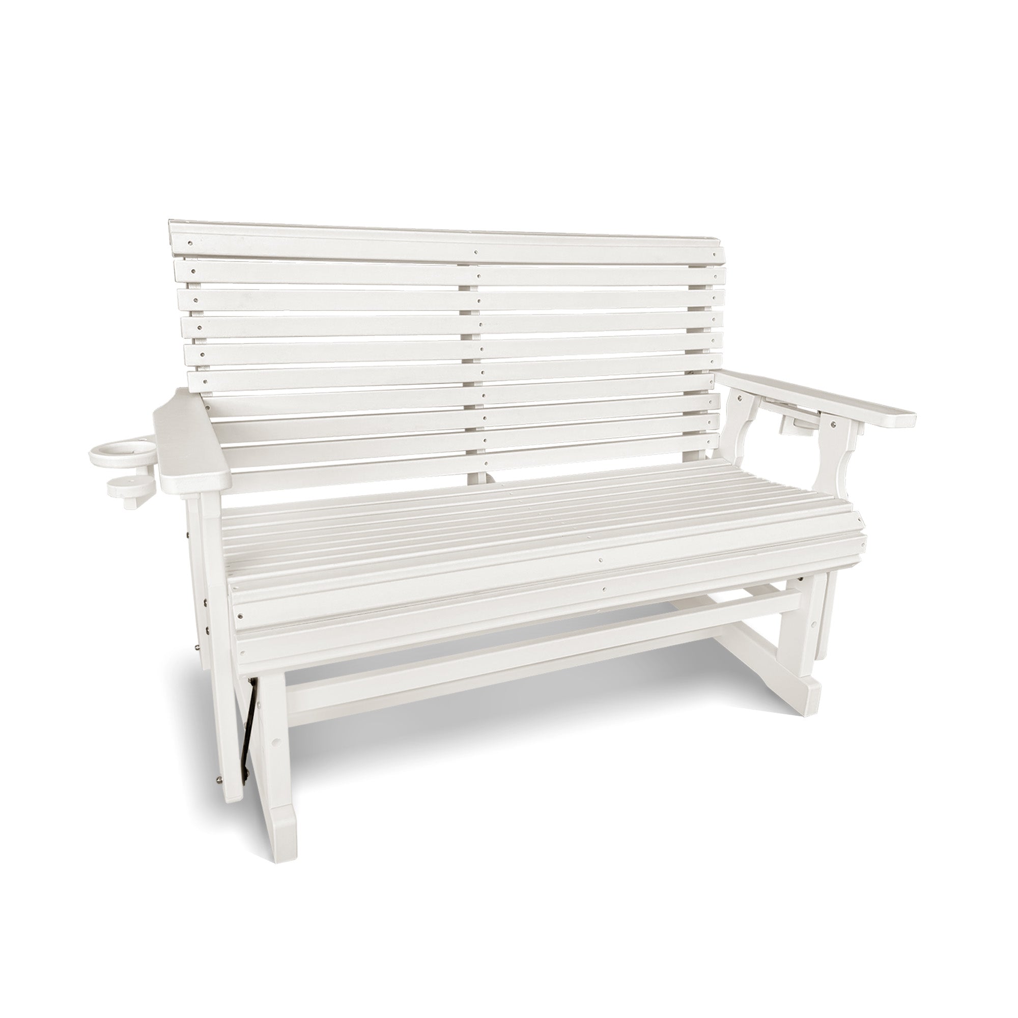 HDPE Patio Glider, Poly Lumber Weather-Resistant Outdoor Glider Bench, for Patio, Porch, Yard (Ivory White, 2-Seater)
