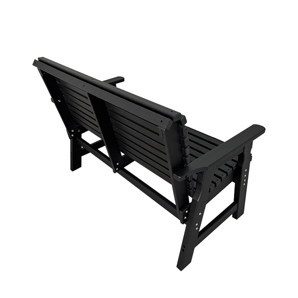 Poly Lumber Outdoor Bench, HDPE All-Weather Bench, Never Rots or Fades, for Patio, Porch, Garden and Park, 700 lbs Weight Capacity (2-Seater, Black)