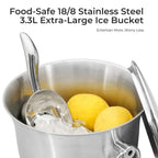 Fortune Candy Insulated Ice Bucket - Double Walled Stainless Steel Ice Bucket with Ice Tongs and Lid - 3.3 L