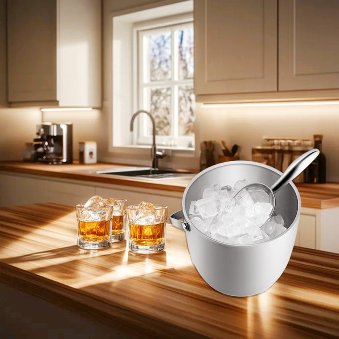 Fortune Candy Party Cooler 2.8L Double-Wall Vacuum Insulated Ice Bucket with Lid, Keep Ice Frozen Longer