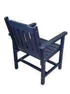 Poly Lumber Patio Dining Chair Set of Two, HIPS Outdoor Dining Chairs, Weather Resistant, Slat Back (2 Piece, Navy Blue)