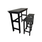 HDPE Patio Bar Set, Outdoor Bar Stools with Table, Weather Resistant, for Poolside, Garden, Yard, Balcony (Black, 2 Piece)