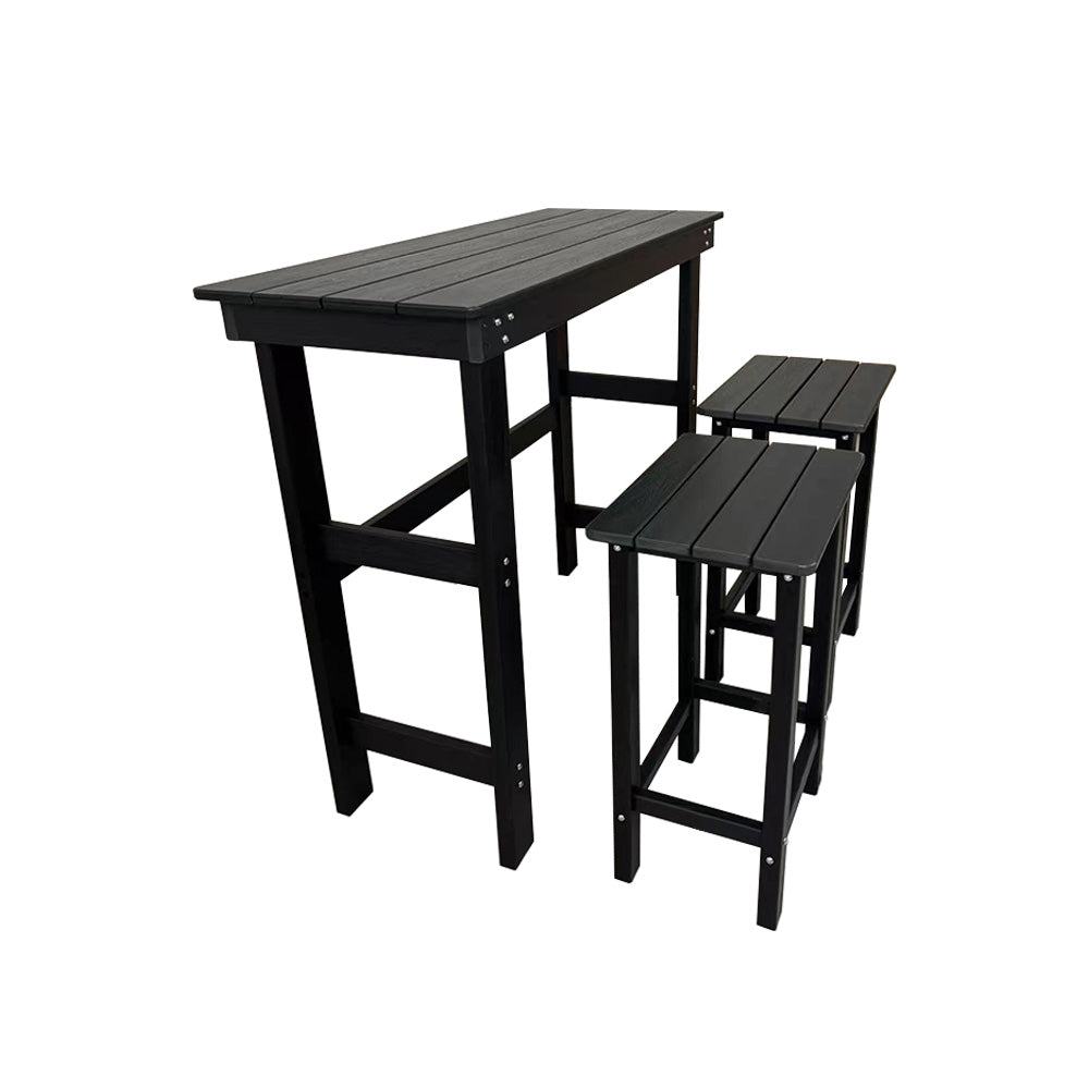 HDPE Patio Bar Set, Outdoor Bar Stools with Table, Weather Resistant, for Poolside, Garden, Yard, Balcony (Black, 2 Piece)