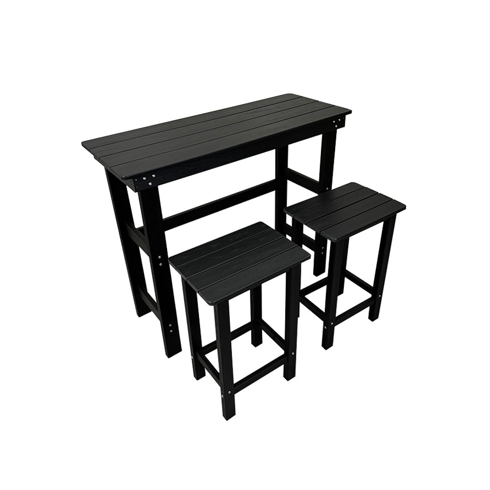 HDPE Patio Bar Set, Outdoor Bar Stools with Table, Weather Resistant, for Poolside, Garden, Yard, Balcony (Black, 2 Piece)