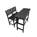 HDPE Patio Bar Set, Outdoor Bar Stools with Table, Weather Resistant, for Poolside, Garden, Yard, Balcony (Black, 3 Piece with Backrest)