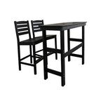 HDPE Patio Bar Set, Outdoor Bar Stools with Table, Weather Resistant, for Poolside, Garden, Yard, Balcony (Black, 2 Piece - with Backrest)