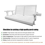 Wooden Porch Swing 2-Seater, Bench Swing with Cupholders, Hanging Chains and 7mm Springs, Heavy Duty 800 LBS, for Outdoor Patio Garden, Pure White, 4 FT Extra Large