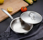 Fortune Candy 8-Inch Fry Pan with Lid, 3-ply, 18/8 Stainless Steel