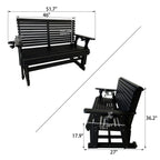 HDPE Patio Glider, Poly Lumber Weather-Resistant Outdoor Glider Bench, for Patio, Porch, Yard, Black