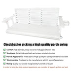 Wooden Porch Swing 3-Seater, High Backrest and Deep Seat, Bench Swing with Cupholders, Hanging Chains and 7mm Springs, Heavy Duty 880 LBS, for Outdoor Patio Garden (Pure White, 5 FT Extra Large)