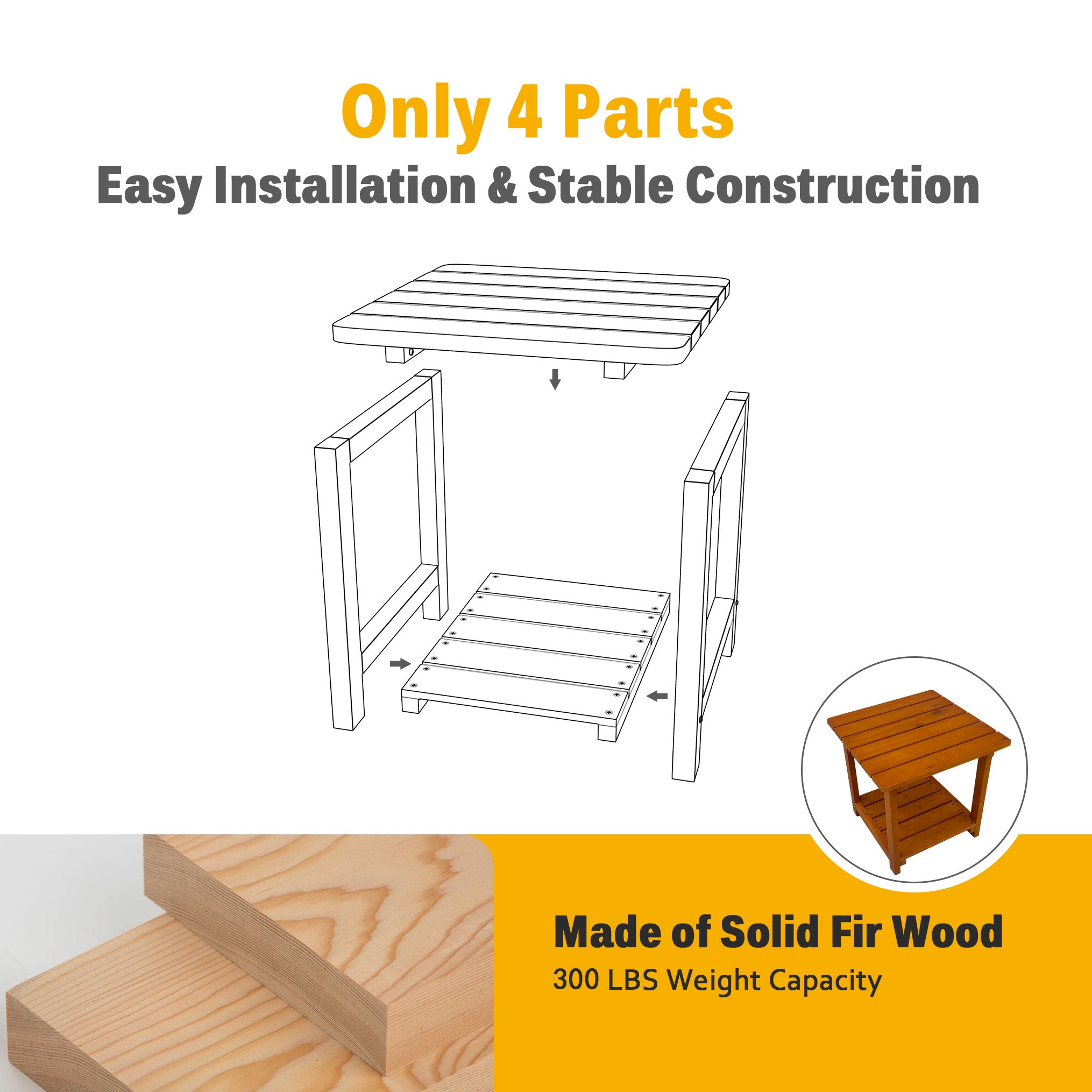 Wooden Rocking Chair with Comfortable Backrest Inclination, High Backrest and Deep Contoured Seat
(Brown with table)