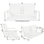 Poly Lumber 2-Seat Porch Swing, HIPS 4.5-Feet Bench Swing with Foldable Cup Holders,18/8 Stainless Steel Hardware, High Backrest and Deep Contoured Seat (Snow White, 4.5-feet)