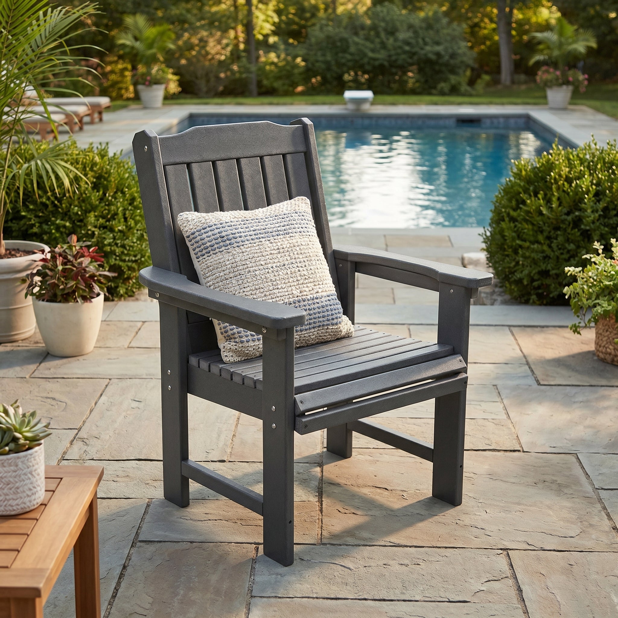 HDPE Patio Dining Chair, Outdoor Chair with 18/8 Stainless Steel Hardware, Heavy Duty 600 LBS, for Outdoor Patio Garden Yard (Gray)