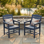 Poly Lumber Patio Dining Chair Set of Two, HIPS Outdoor Ladder Back Chair, Weather Resistant (Navy Blue, 2 Piece)