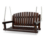 Rustic Log Wooden Porch Swing, Heavy-Duty 900 LBS, Outdoor Hanging Bench for Patio, Garden, Yard – Solid Fir Wood, Handcrafted, Weather-Resistant Finish