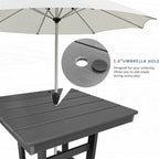 Modern HDPE Patio Dining Table, with Umbrella Hole, Weather Resistant, for Outdoor, Yard, Lawn (Grey, 1 Piece - 35.7'' Table)
