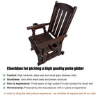 Wooden Patio Glider for One Person, with High Back and Deep Contoured Seat, Solid Fir Wood, Heavy Duty 600 LBS (Slat Back, Deep Brown)