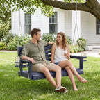 Poly Lumber 2-Seat Porch Swing, HIPS 4-Feet Bench Swing with Foldable Cup Holders,18/8 Stainless Steel Hardware, High Backrest and Deep Contoured Seat (Navy Blue, 4-feet)