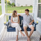HDPE Porch Swing with 18/8 Stainless Steel Bolts, Ergonomic Design, Ultra Weather-Resistant, Heavy Duty 1200 LBS, for Outdoor Patio Garden Yard（Navy Blue）