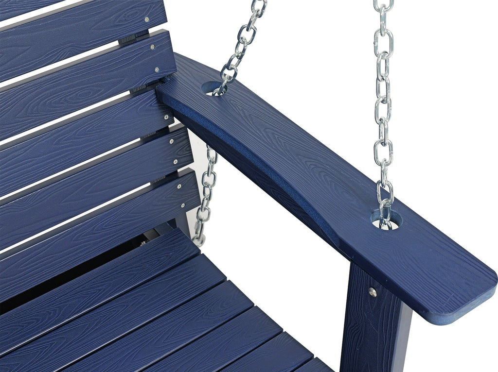 Poly Lumber 3-Seat Porch Swing, HIPS 5-Feet Bench Swing with Foldable Cup Holders,18/8 Stainless Steel Hardware, High Backrest and Deep Contoured Seat (Navy Blue, 5-feet)