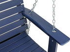Poly Lumber 3-Seat Porch Swing, HIPS 5-Feet Bench Swing with Foldable Cup Holders,18/8 Stainless Steel Hardware, High Backrest and Deep Contoured Seat (Navy Blue, 5-feet)