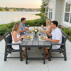 Modern HDPE Patio Dining Set, Poly Lumber Table and Chair, with Umbrella Hole, Weather Resistant, for Outdoor, Yard, Lawn (7 Piece)